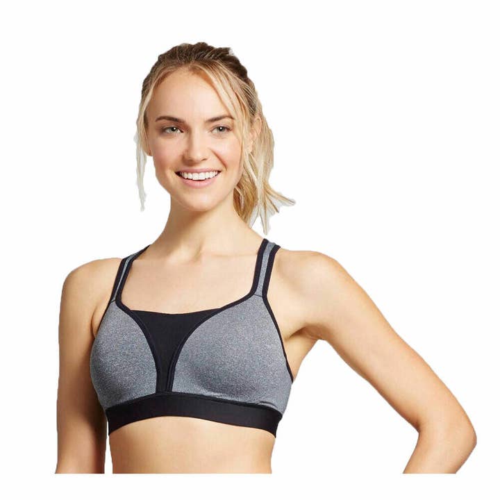 Kasa Style - Wholesale Sports Bra - Women's - C9 Champion Women Smooth Sports Bra Power Shape Medium Support Duo Dry (X-Small, Ebony Heather Gray)