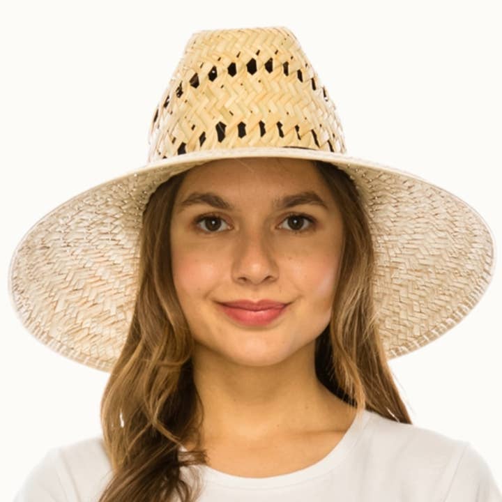 Olive & Pique - Wholesale Straw Hat - Unisex - Palm Leaf Lifeguard Hat with Vented Pattern, UPF 50+2