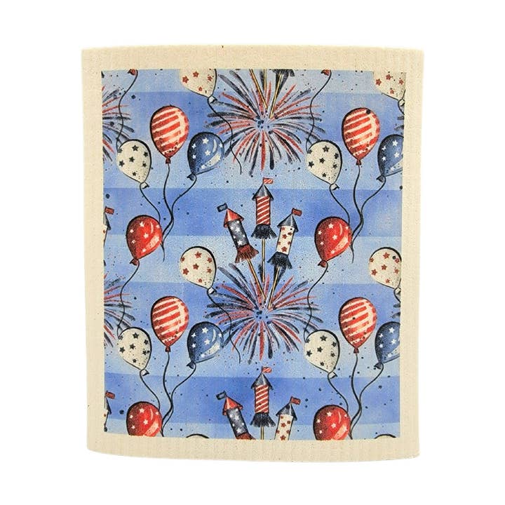4th of July Balloon Swedish Dishcloth - Summer Dish Cloth for wholesale by Driftless Studios