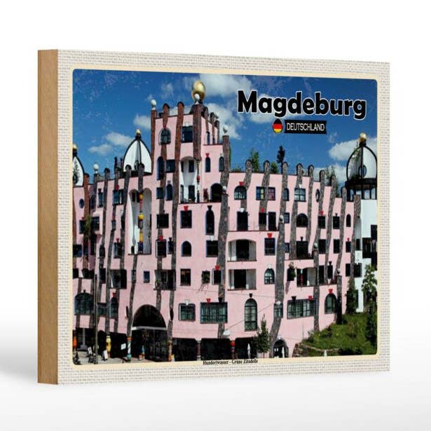 Wooden sign cities Magdeburg Hundertwasser buildings 18x12 cm sign and other Purchase Wholesale kustengold mineralwasser. Free Returns & Net 60 Terms on Faire trending on Faire.