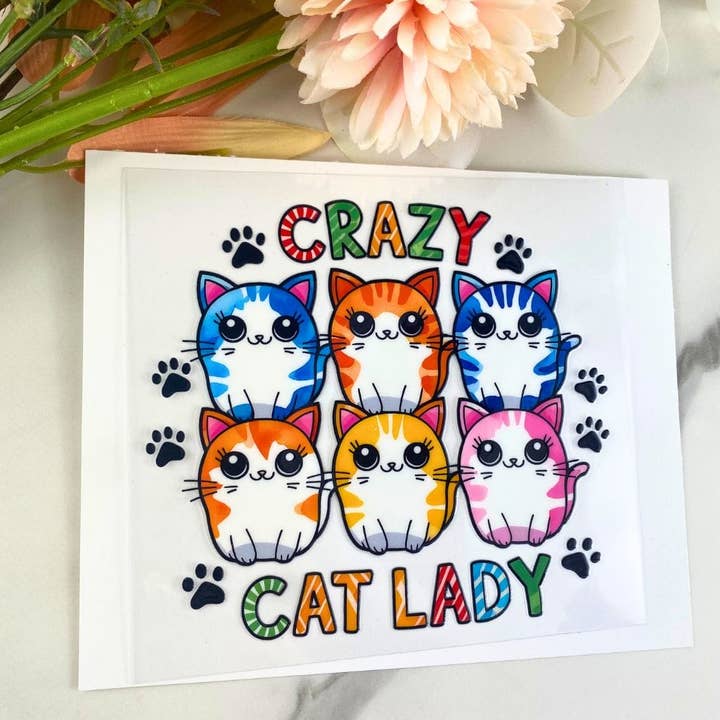 HKS Custom Designs - Wholesale Sticker - Crazy Cat Lady | 4" UV DTF Decal