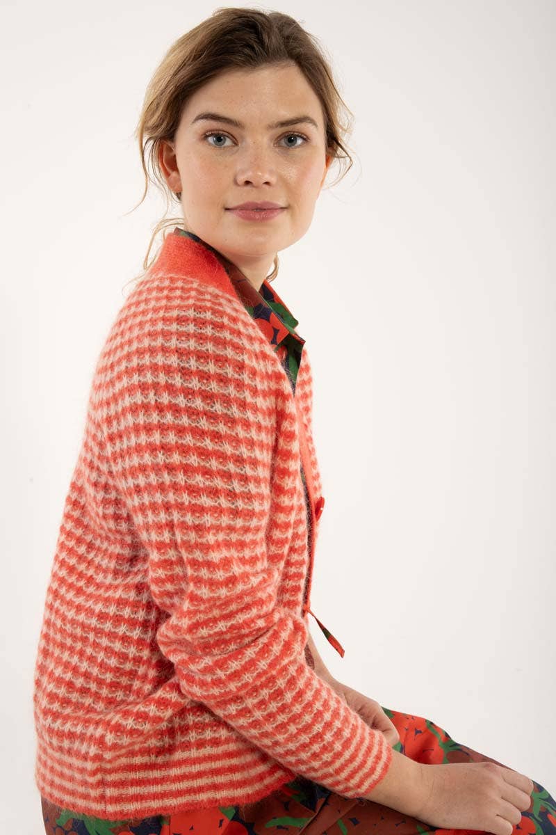 Danefae København - Wholesale Cardigan - Women's - Danadorable Alpaca Cardigan Bright Red/Powder1