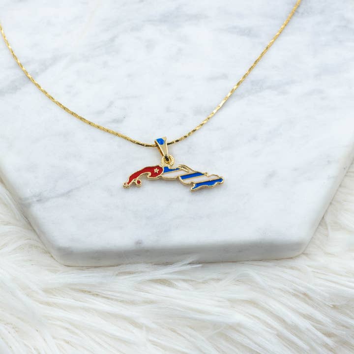Cherie by Cherie - Wholesale Individual Charm/Pendant - Cuba Flag Map Pendant | Cuba Island Pendant