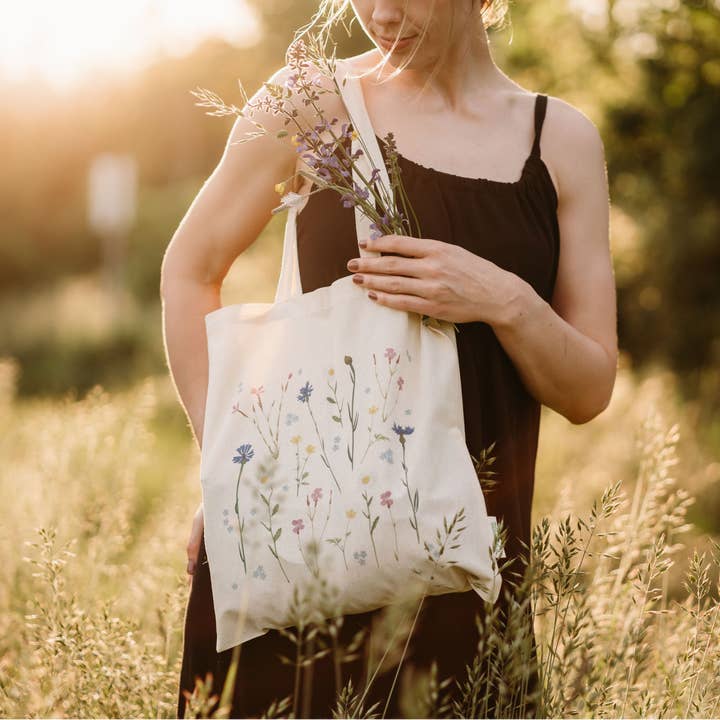 Terillu - Wholesale Tote Bag - Women's - Tote bag flowers, cotton bag with wildflower print1
