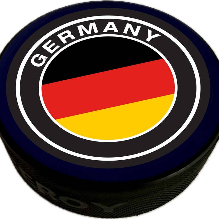 IIHF World Juniors Germany Two-sided Hockey Puck for wholesale by Lowsportgeaar