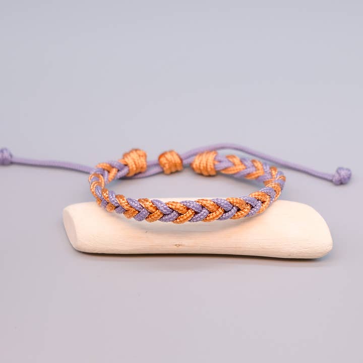 Pulseira paracord trançado roxo e laranja por atacado de La Fabrique du Noeud