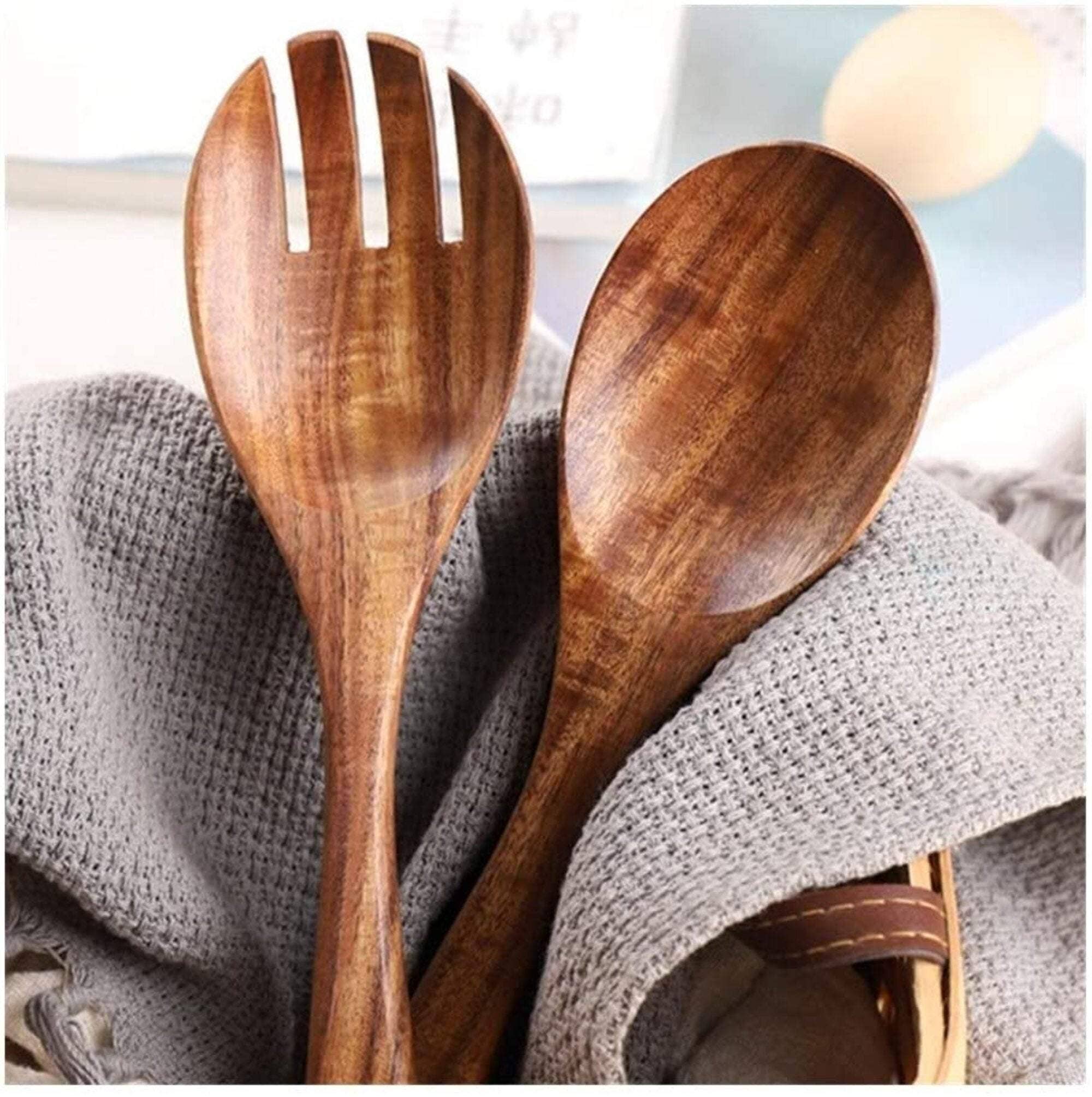 Homerely (We Cover All Import Duties) - Wholesale Serving utensil - Wooden Salad Spoon and Fork Set4