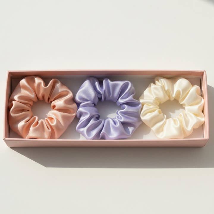 Grossiste Chouchous en Satin | Mauve Lavande Ivoire pour la vente par Whispering Petals Handmade