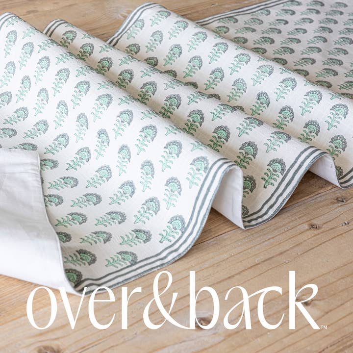 over&back - Wholesale Table Runner - Hand-Blocked Table Runner Floral Patterns 18x10823