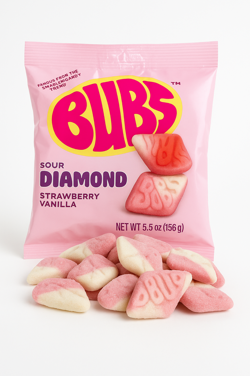 Kara Chocolates - Wholesale Gummy - BUBS Sour Diamond Strawberry Vanilla Swedish Candy 2