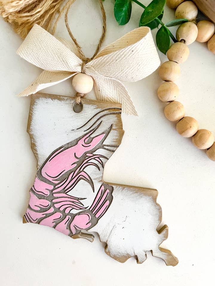 Ornamento Natal de Camarão Louisiana Dourado & Branco por atacado de Geaux Magnolia