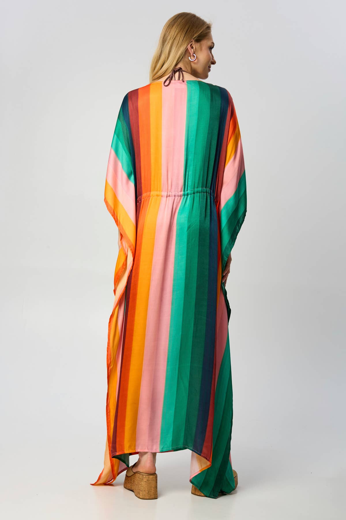 SAACHI – Großhandel Kaftan – Damen – Mehrfarbiger Kaftan mit gestreifter Taille2