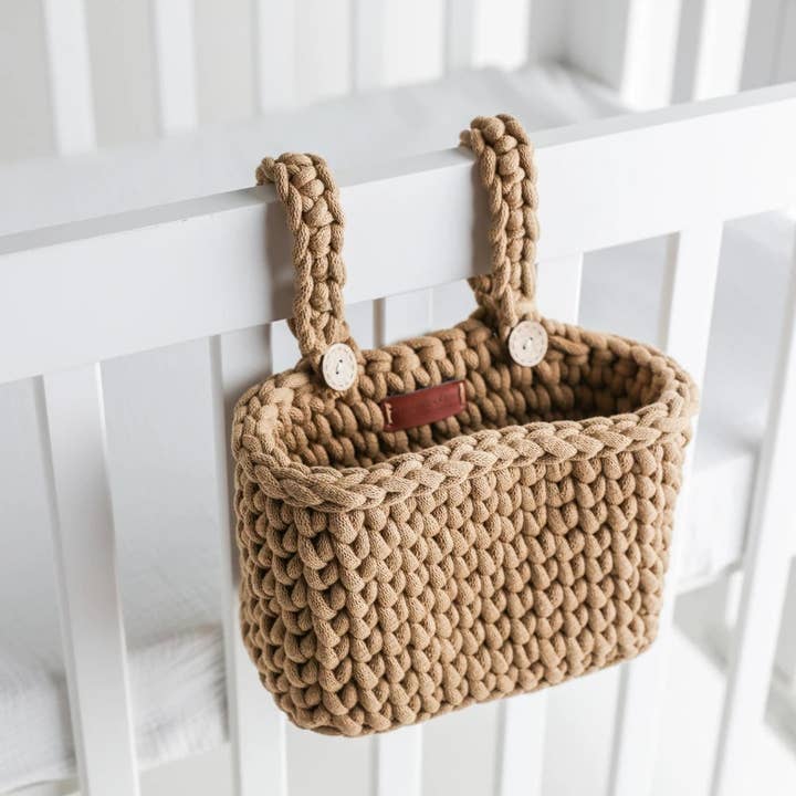 100% Cotton Baby Crib Organizer – Brown for wholesale by Cherubin Chic