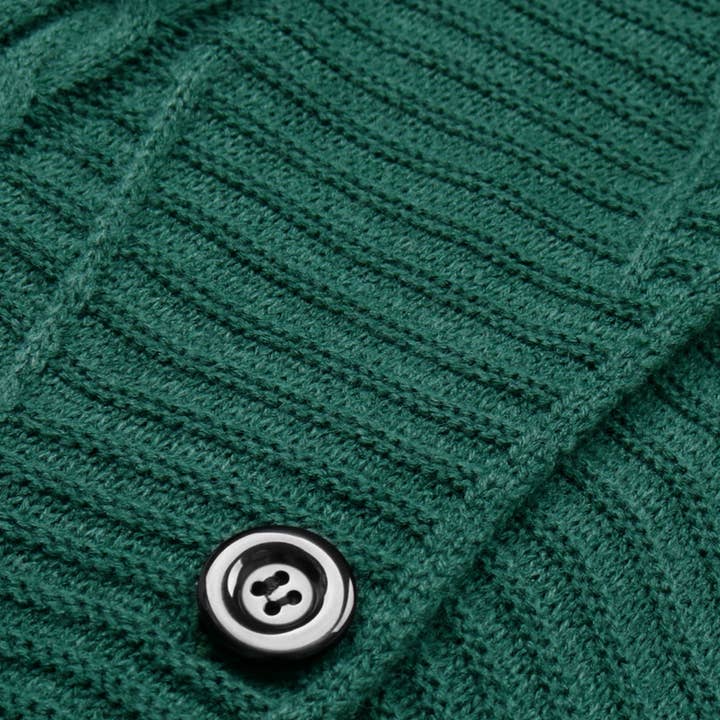 Verde cazador suéter de punto trenzado con detalles de perlas verdes navideñas de venta al por mayor en Faire5