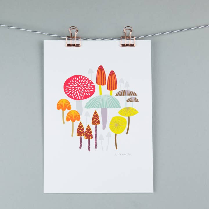A5 art print - toadstools & mushrooms for wholesale by Maggie Magoo Designs