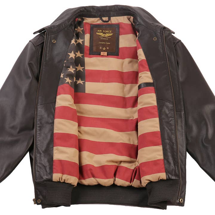 Dark Brown Landing Leathers Men Air Force A2 Leather Flight Bomber Jacket for wholesale on Faire3