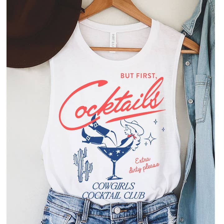 BUT FIRST COCKTAILS MINERAL GRAPHIC TANK TOP for wholesale by HRTandLUV