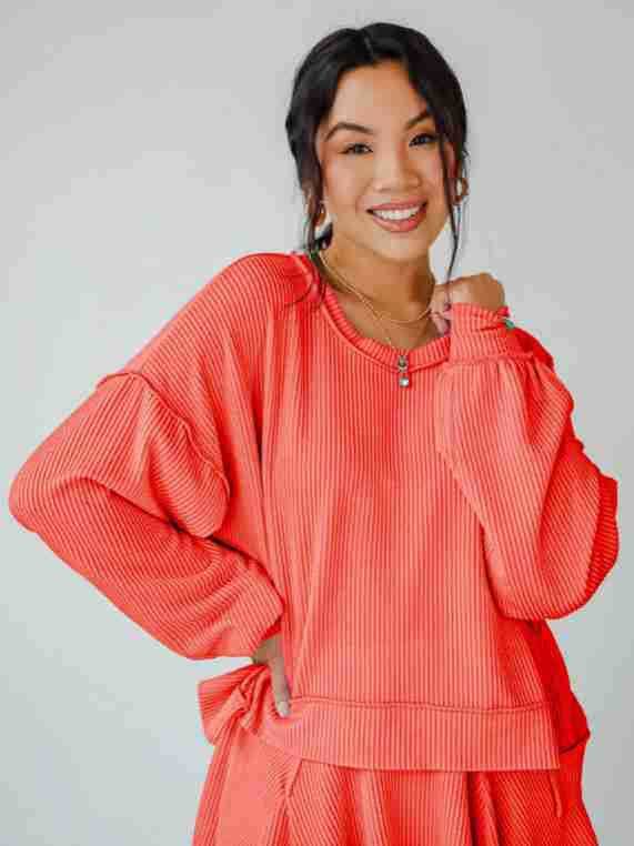 Marayn - Wholesale Top & Skirt Set - Women's - Autumn Ribbed Set Lantern Sleeve Top  Pleated Skirt27