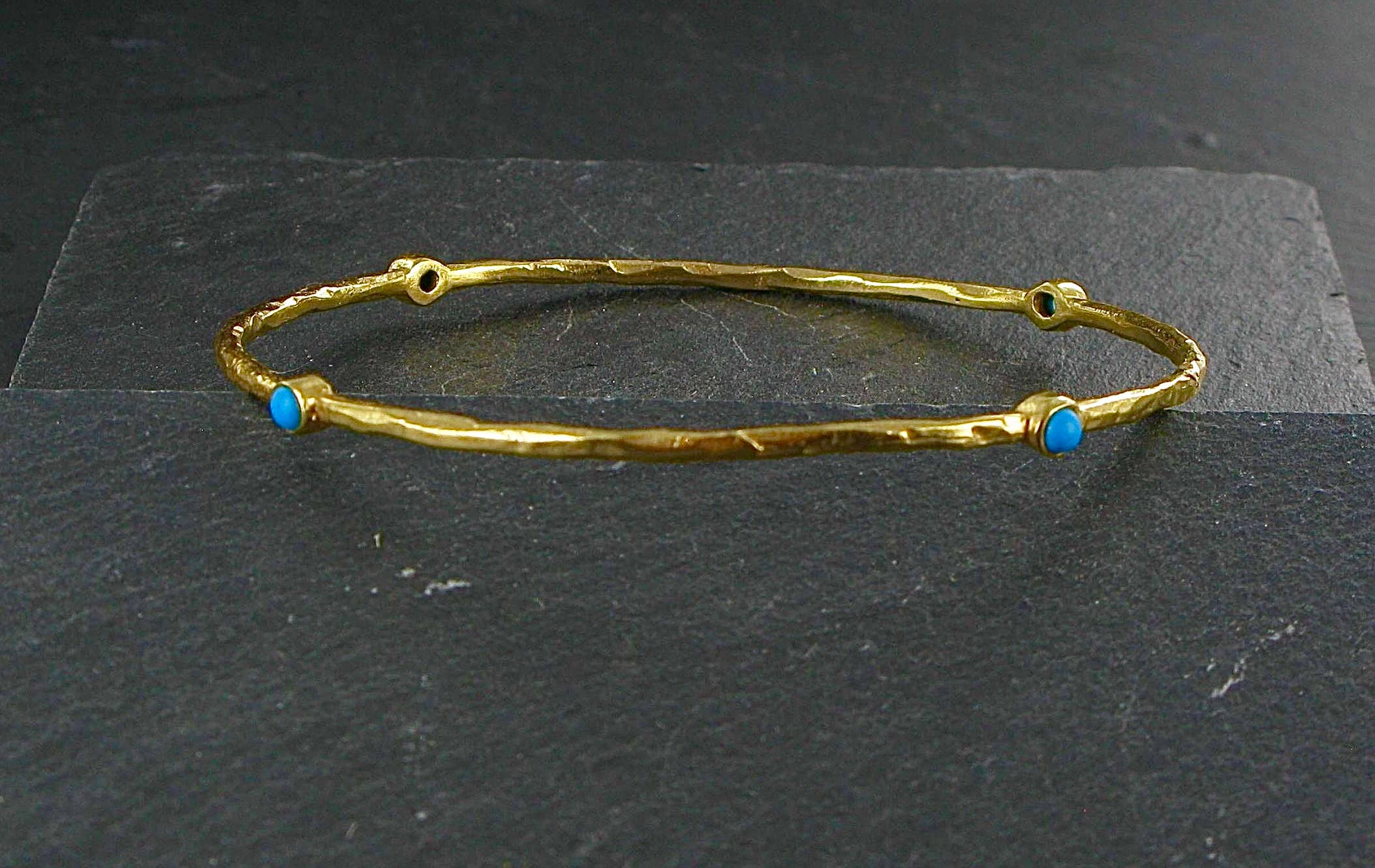 Siren Silver Ltd - Wholesale Bangle Bracelet - Fine Gold Plated Brass Stone Bangle10