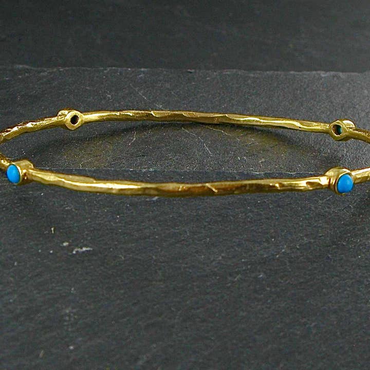 Siren Silver Ltd - Vente Bracelet jonc - Bracelet jonc en laiton plaqué or avec pierres10