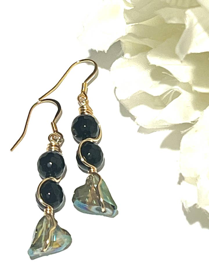Heart Crystal Gemstone Earrings for wholesale by Beaded Vision Jewelry