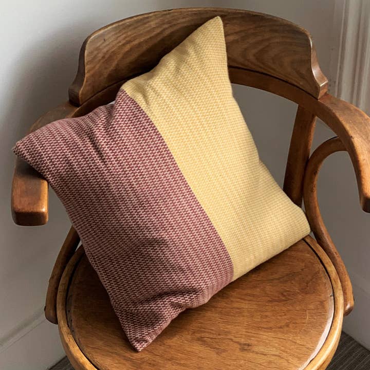 Hamillay Cushion Pillow, handwoven, red yellow, sustainable for wholesale by Boon & Up