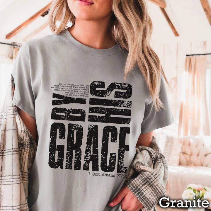 By His Grace Women’s Christian Shirt | Comfort Color for wholesale by Shoppe SHC