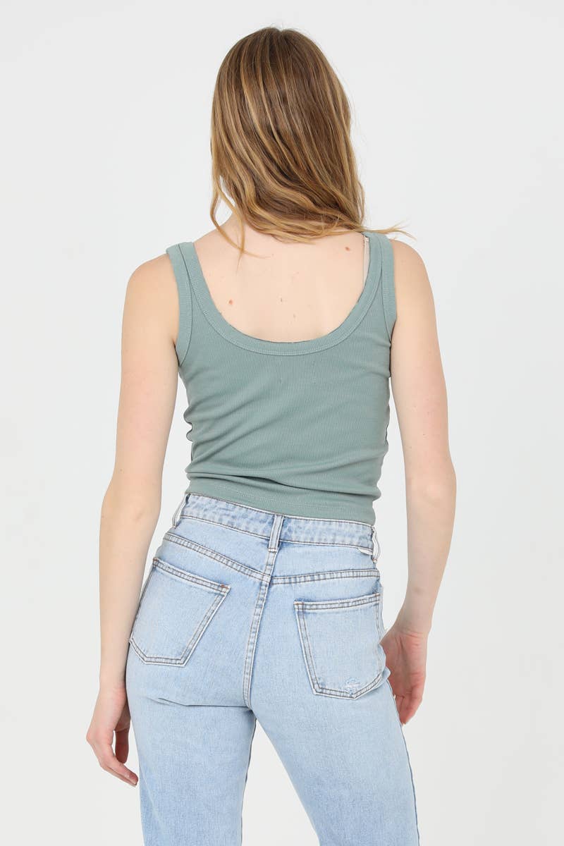 ANGIE - Wholesale Tank Top - Women's - X2DF9-ASIS NOTCH NECK RIB KNIT TANK TOP14