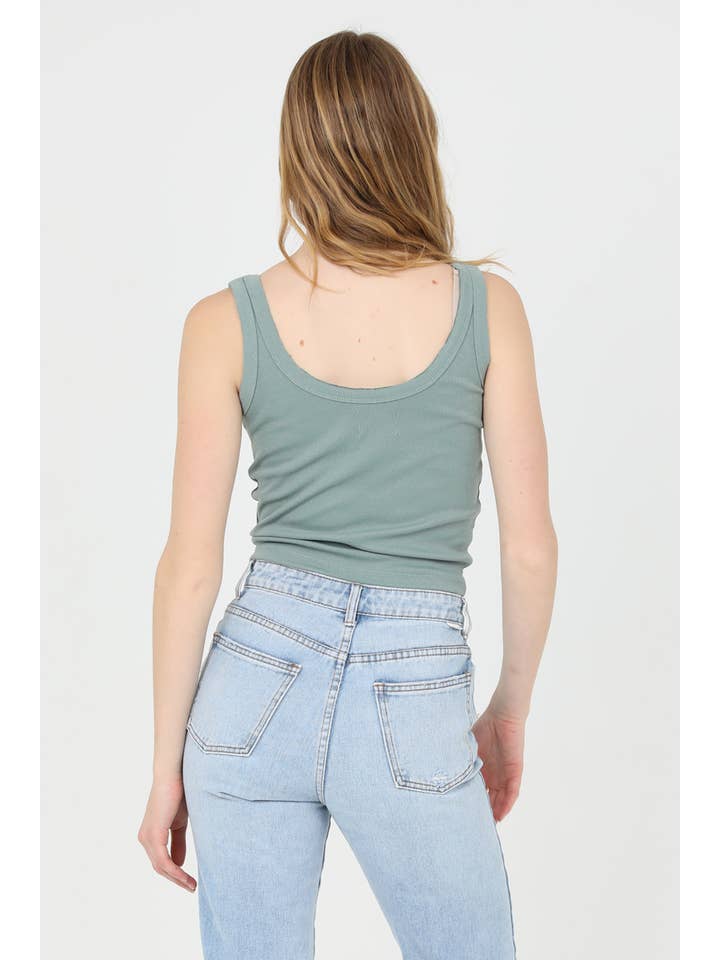 ANGIE - Wholesale Tank Top - Women's - X2DF9-ASIS NOTCH NECK RIB KNIT TANK TOP14