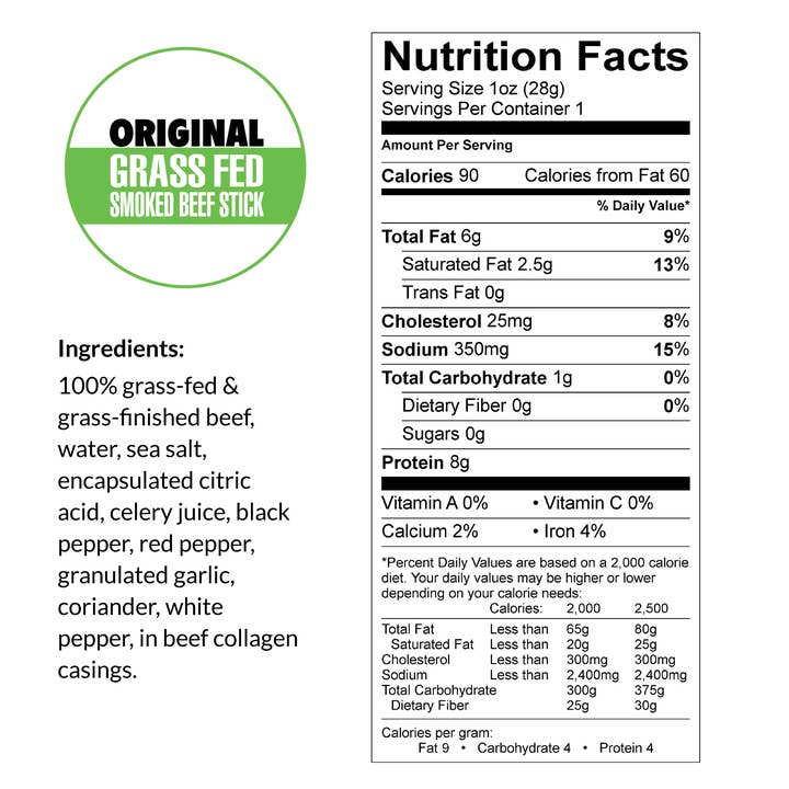 Sogo Snacks - Wholesale Jerky - Original 100% Grass-Fed Beef Sticks