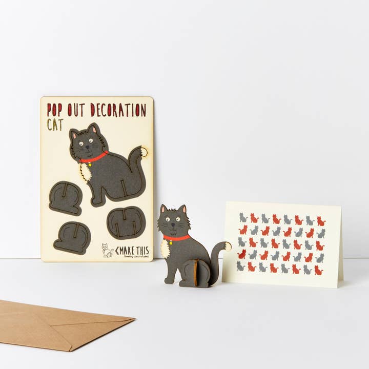 Pop Out Black Cat Greeting Card for wholesale by The Pop Out Card Company
