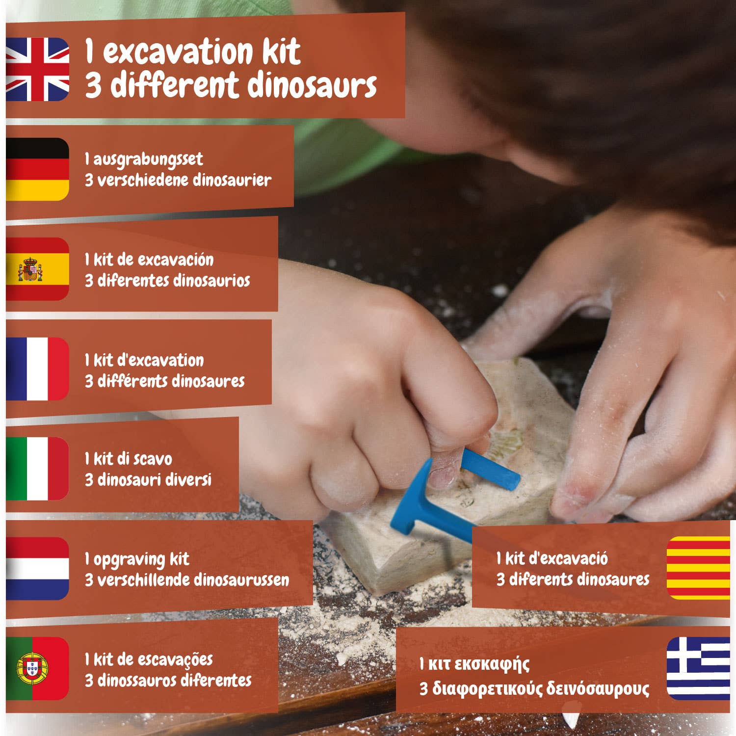 Science4you - Vendita all'ingrosso Set di giocattoli - Bambini - Fossil Excavation 3 in 1 - Gioco educativo per bambini in 9 lingue1