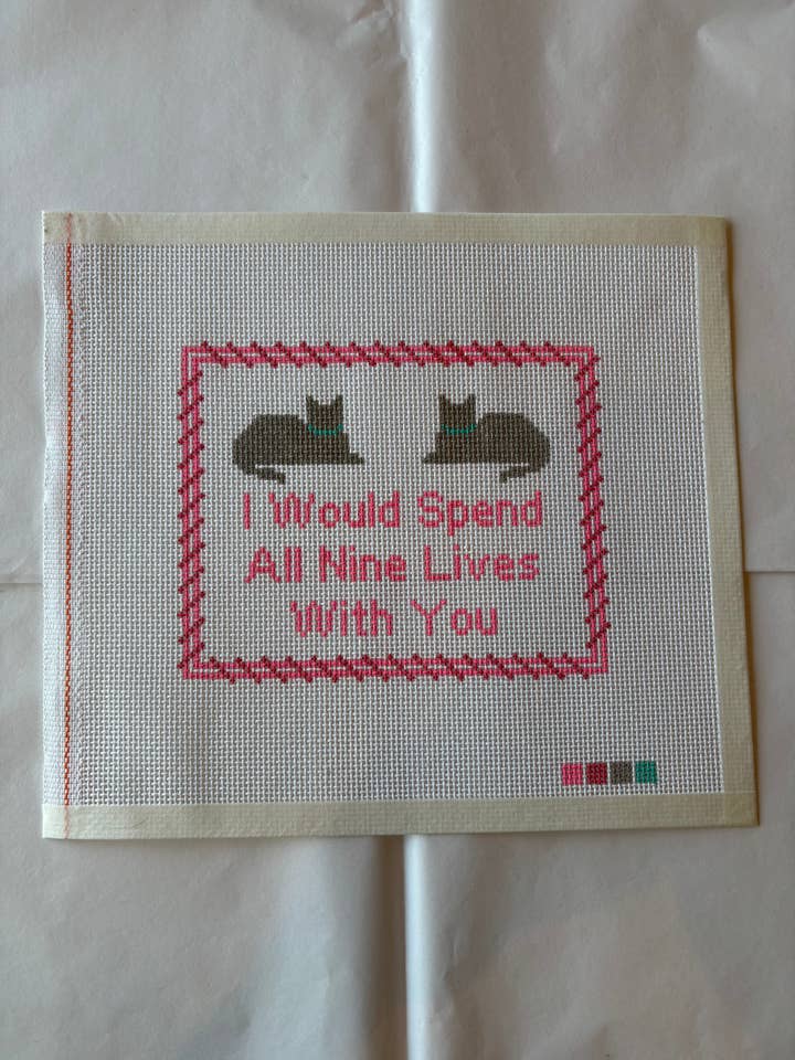 Kitty Love Needlepoint Canvas for wholesale by Knot Your Average Stitch