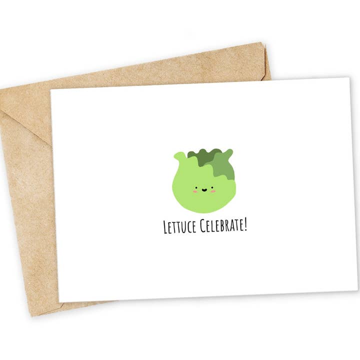 Chewy Lemon Studio - Wholesale Birthday Card - Lettuce Celebrate Greeting Card: Punny Foodie Card