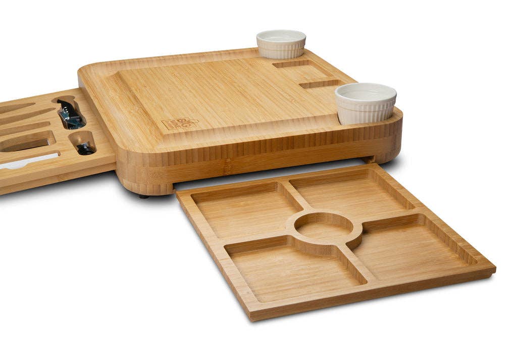 Big Wine Glasses - Wholesale Kaasplank - Vierlaags Bamboe Charcuterieplank Set4