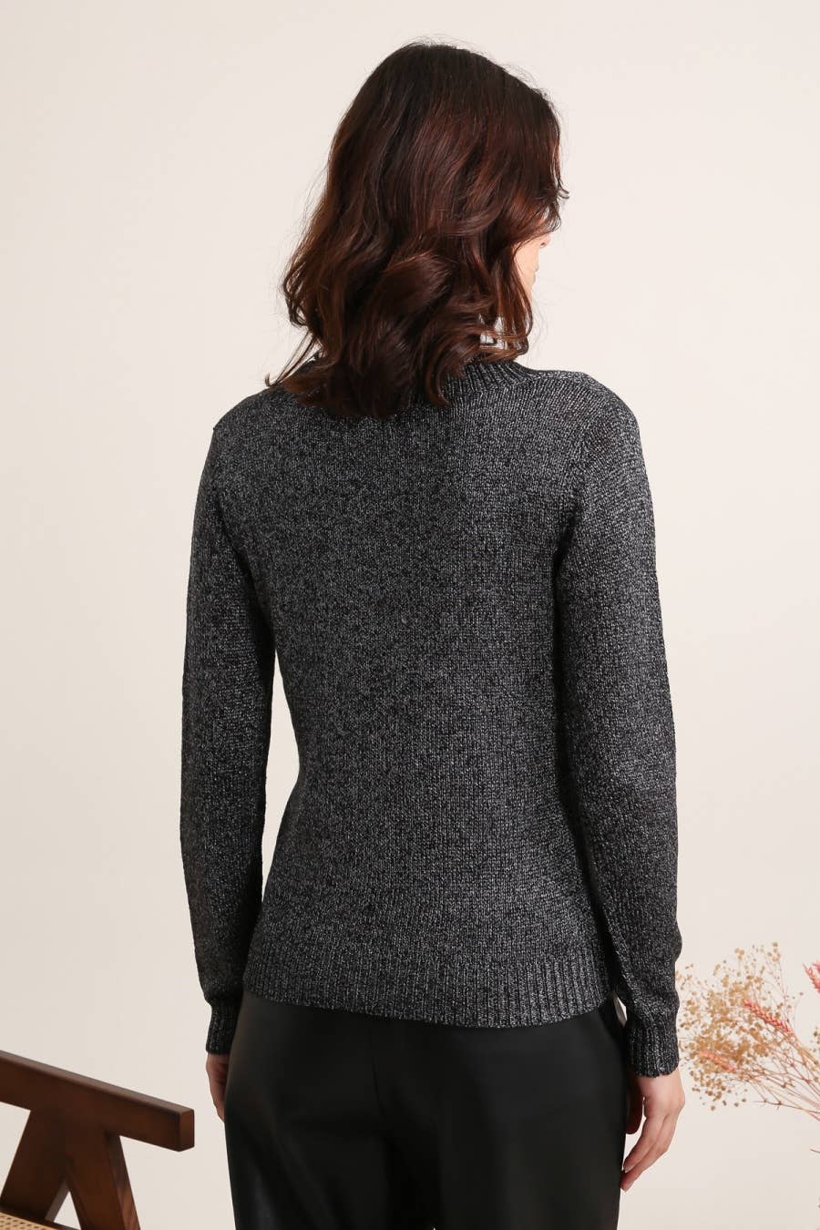 CHOKLATE PARIS - Vente Pull en maille – femme - Gilet col V en maille métallisé - 23247