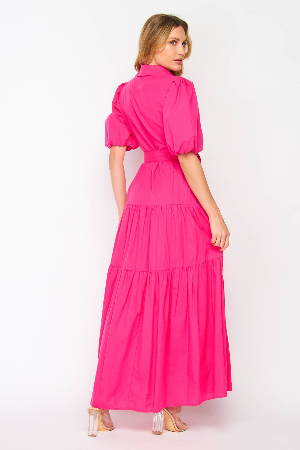 B I G H I T Fashion - Vendita all'ingrosso Vestito - Donna - Maxi abito classico in tessuto da donna HD1851-FUSCHIA3