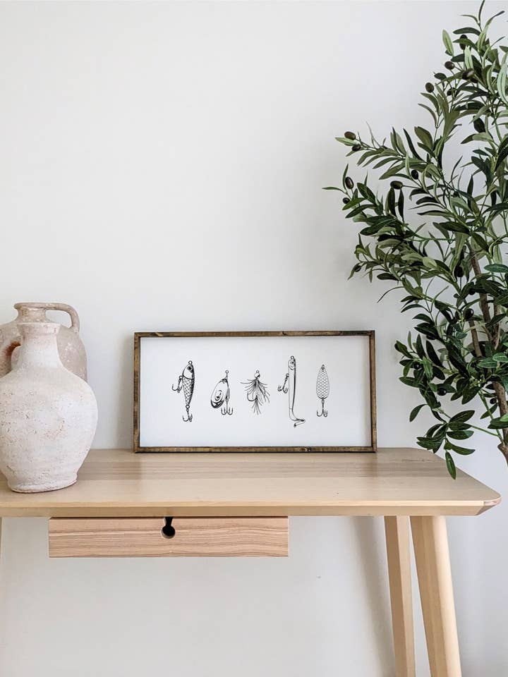 Vintage Fishing Lures Framed Print - Lake Decor for wholesale by Williamraedesigns