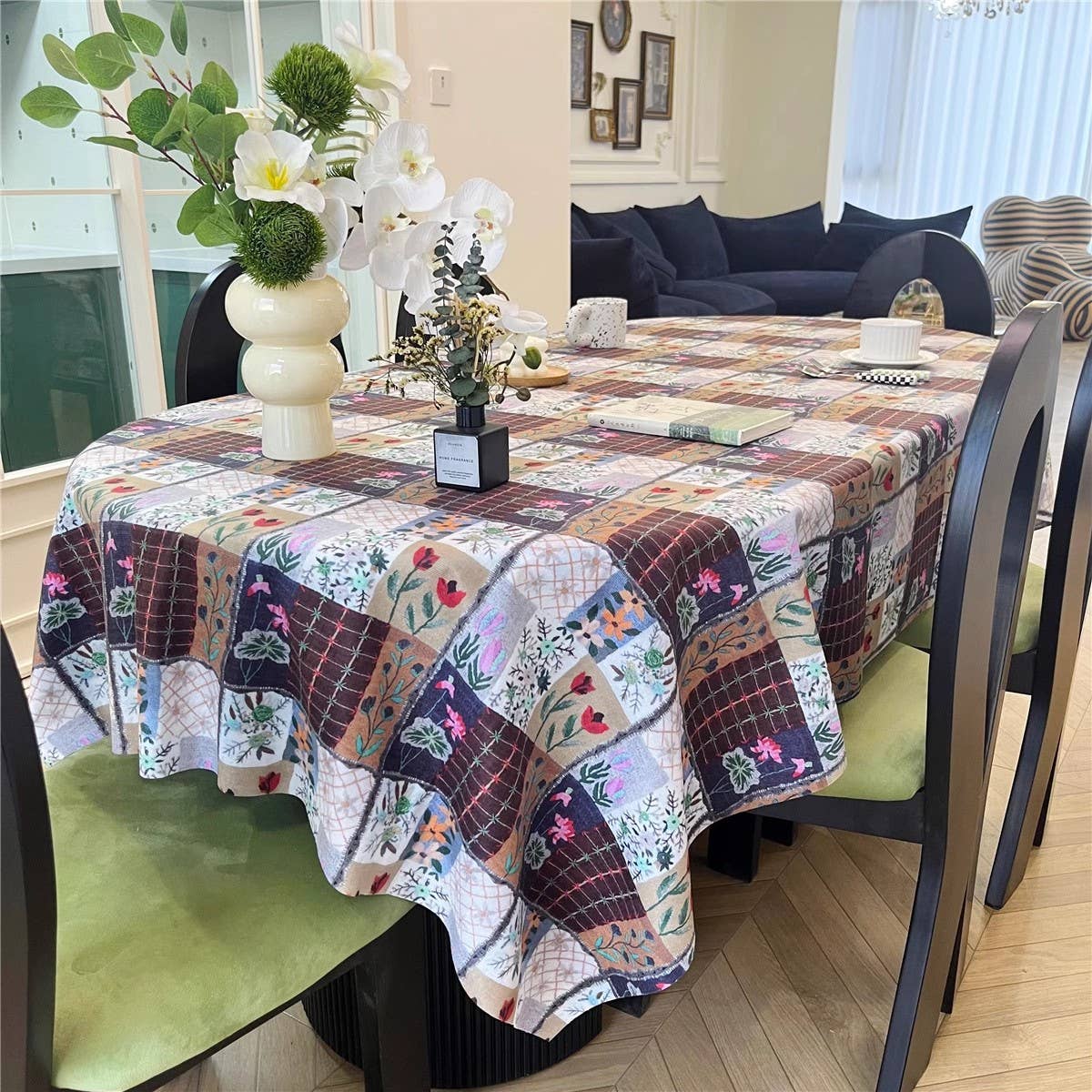 ACNITE(We cover U.S. import duties) - Wholesale Tablecloth - Vintage Green Bamboo pattern floral soft tablecloth3