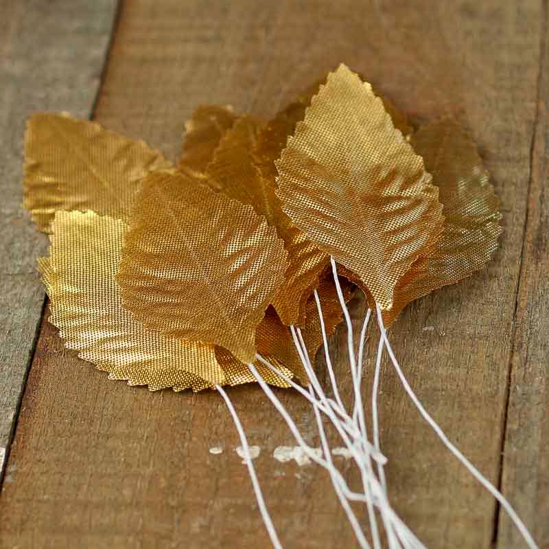 Factory Direct Craft - Vente Fleurs artificielles - Lot de 12 feuilles de corsage en or rose1