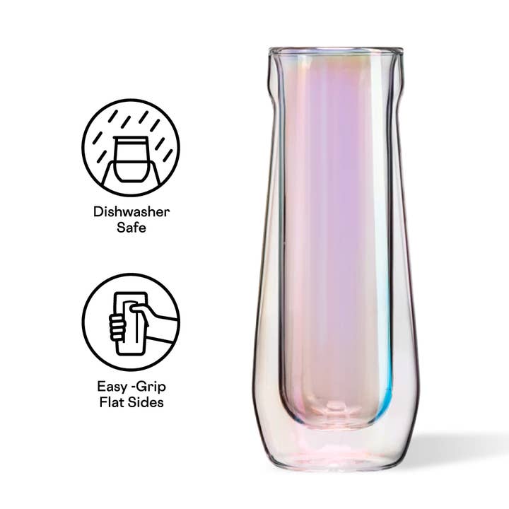 CORKCICLE - Wholesale Champagne Flute - Glass Flute - 7oz Double Pack - Prism