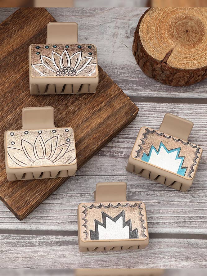 Pince à cheveux en PU à motifs western, lot minimum 5 pièces, ZK1448 pour la vente par UNISHE