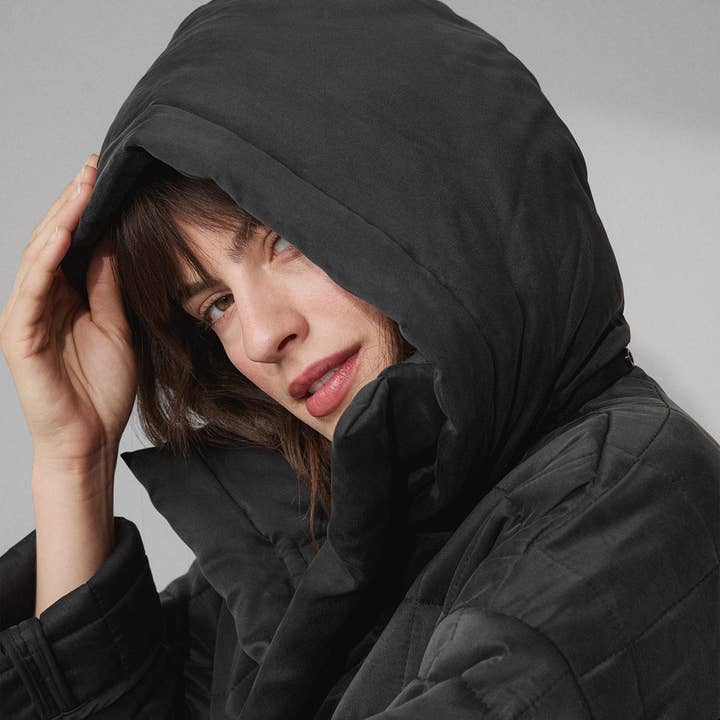 Immersed Black Immersed Black Quilted Silk Comforter Coat for wholesale on Faire