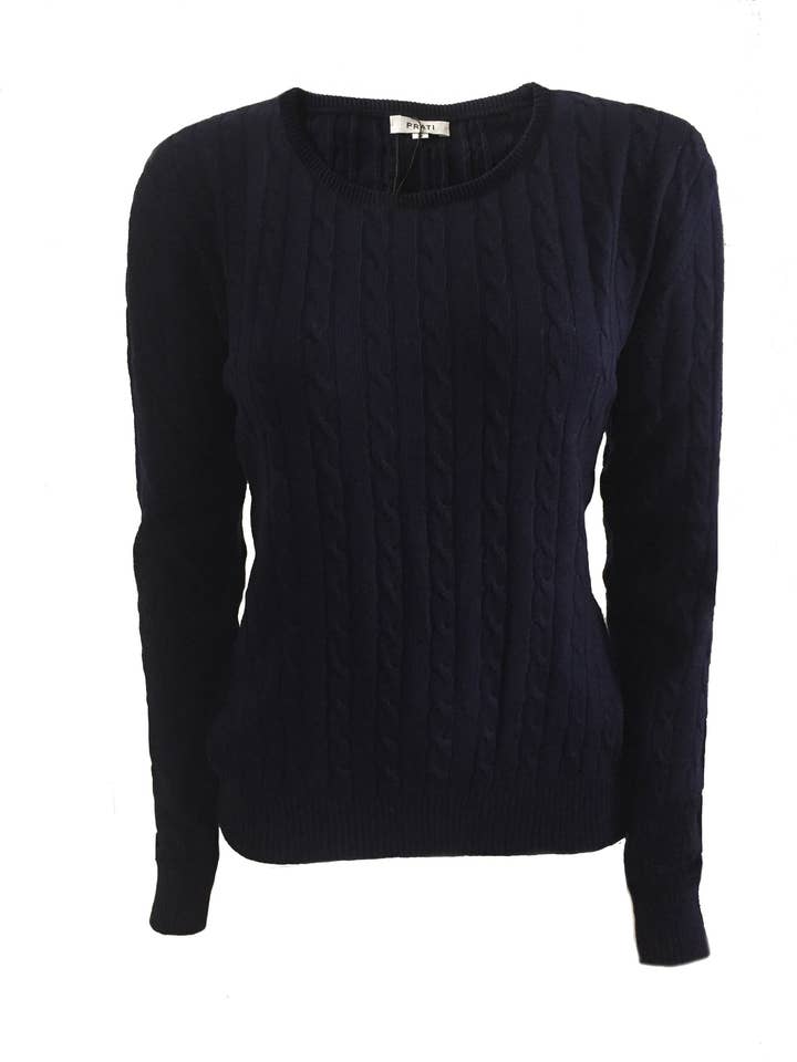Kashmirflätad tröja marinblå för wholesale av PRATI