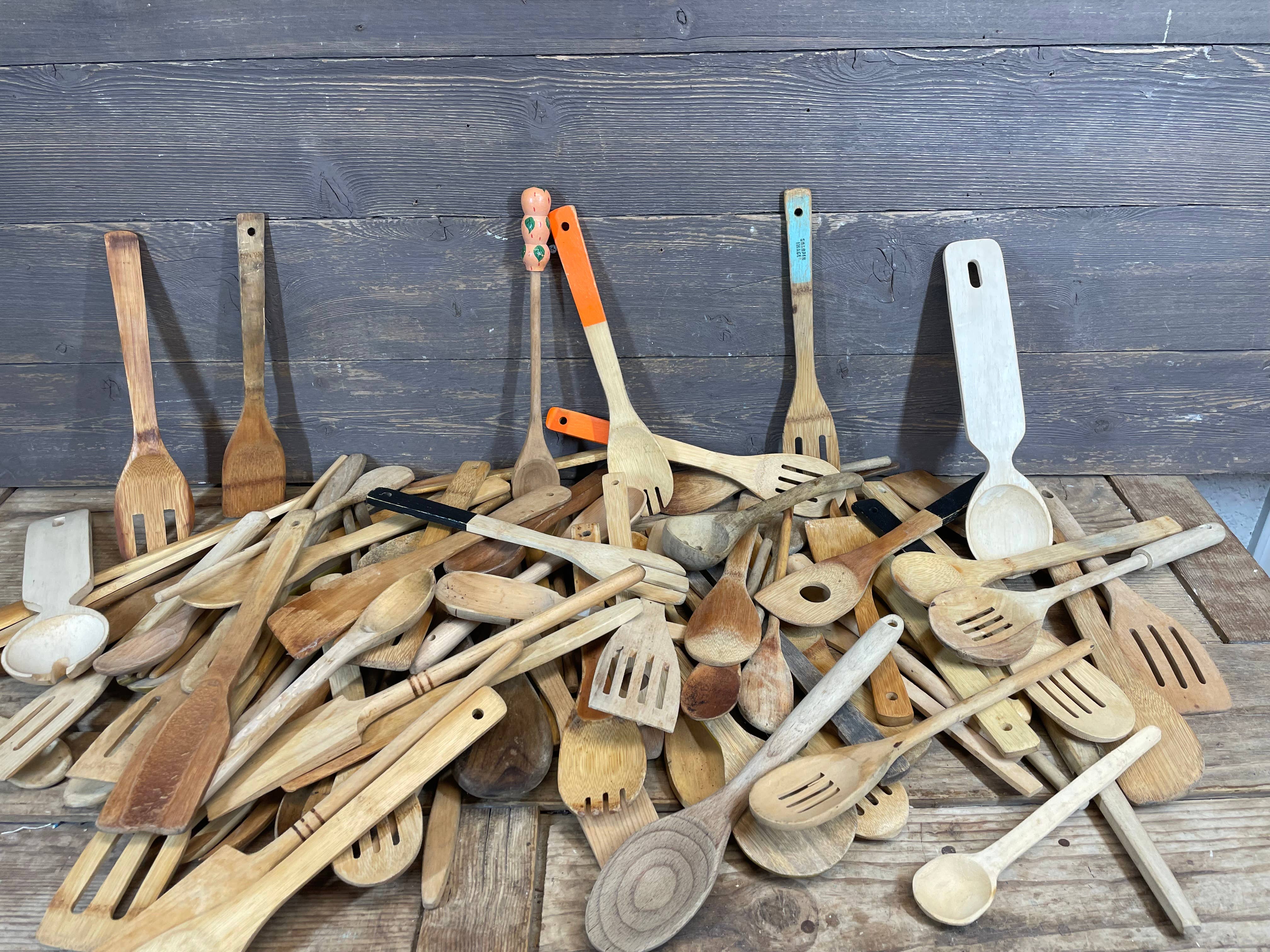 My Amigos Imports – Conjunto de utensílios de cozinha por atacado – Talheres de Madeira Vintage de Casa de Campo-ER-Surtido-Colheres-$40