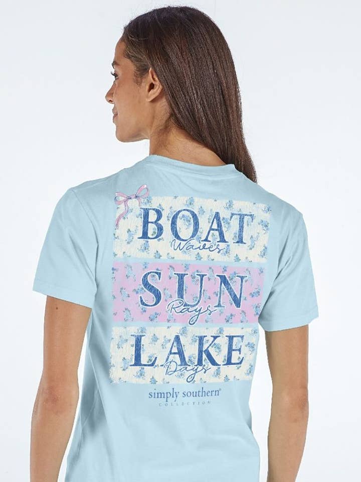 simply southern - Wholesale Screen Printed T-Shirt - Women's - SS-LAKEBOAT-SKY