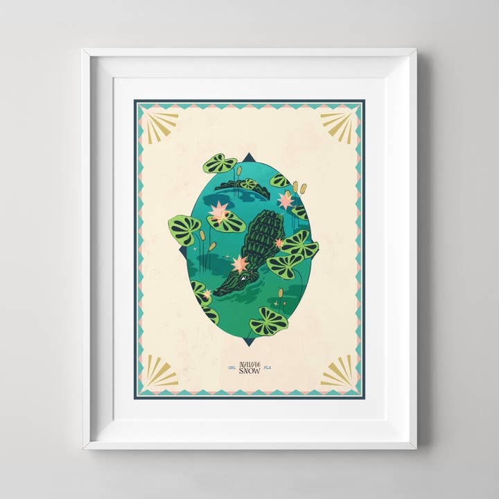 8" X 10" Gator of the Lilies for wholesale by Nava and Snow