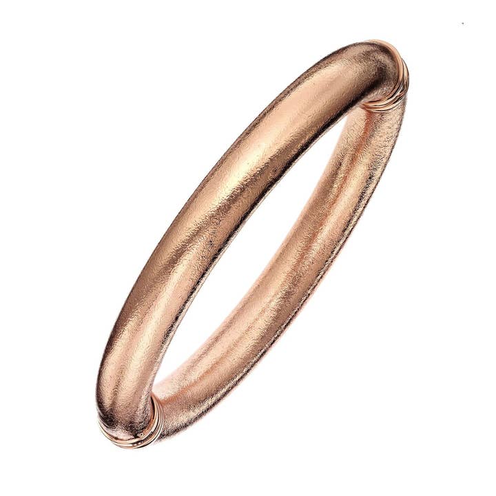 18K Rose Gold EP 10mm Mill Grained Bangle Bracelet for wholesale by Luxe on Main LLC