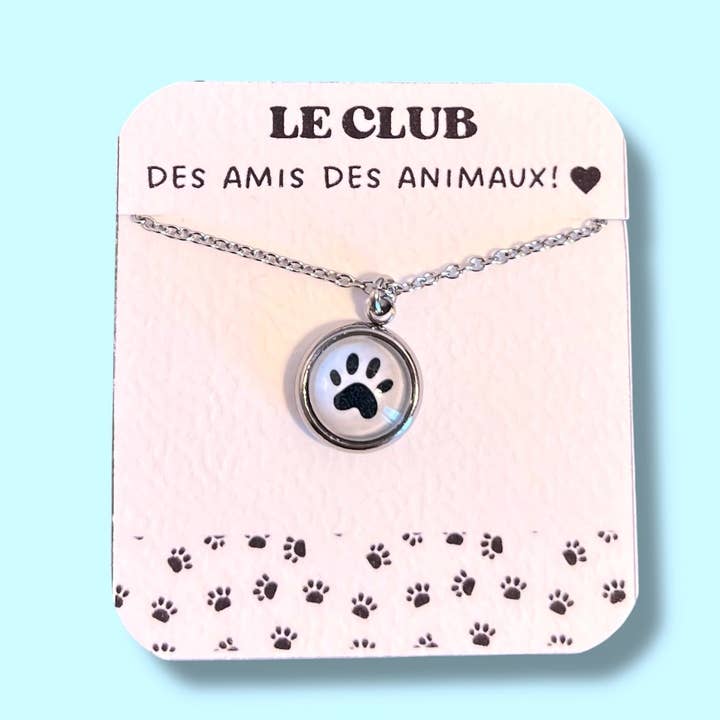 Child Necklace Black Cat Paw for wholesale by Dans l'Air du Temps Bijoux