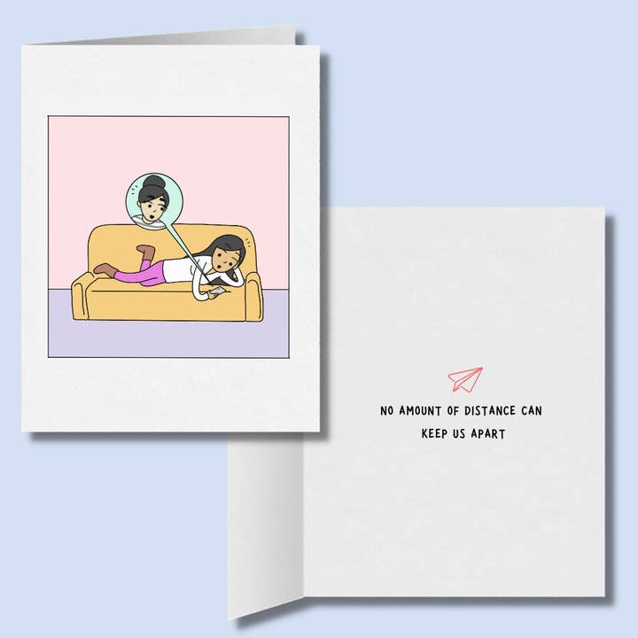 No Amount of Distance Can Keep Us Apart | I Miss You Lesbian Long Distance Card | Cute LGBTQ Anniversary Gifts | Sweet Sapphic WLW Artwork for wholesale by Sesame But Different